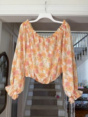 Flying Tomato Off the Shoulder Floral Top